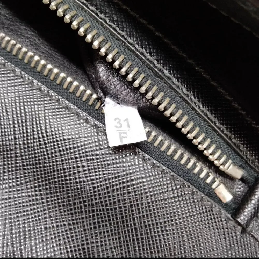 Auth Prada Black Leather Studded Clutch